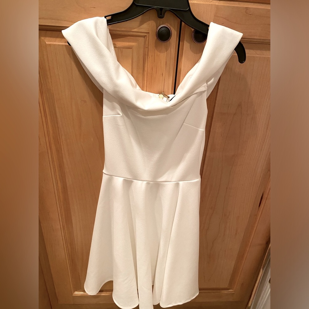 White off the shoulder mini dress